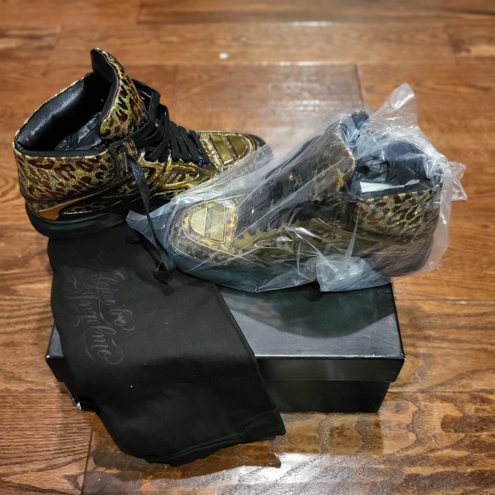 Alejandro ingelmo gold leopard print shoe